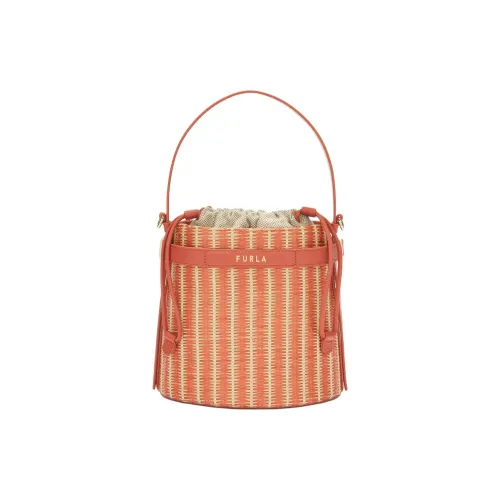 Furla Соломенная плетеная ведрообразная сумка сумка через плечо мини-сумка для женщин розовая