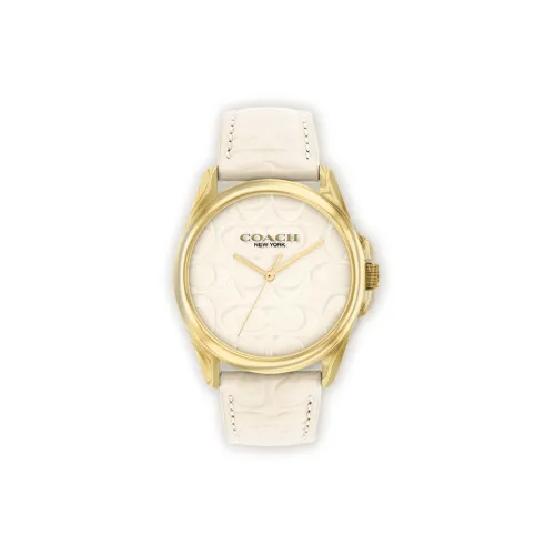 COACH Greyson Women's Watch Кварцевый механизм ремень из натуральной кожи 36 мм белый циферблат