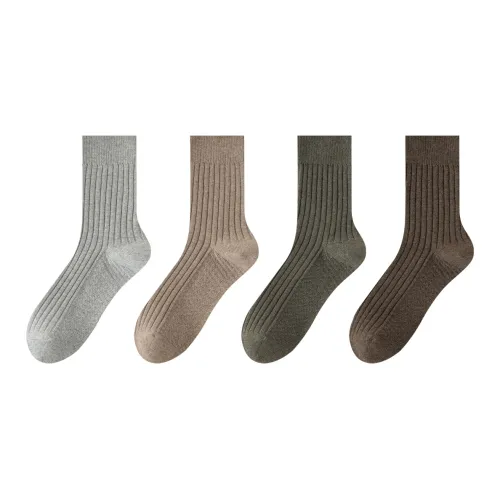 MIZU Светло-серый + Хаки + Армейский зеленый + Кофе Мужские носки MID до икры