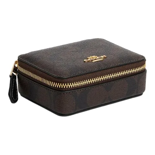 COACH Ювелирные украшения Bo Холст с кожей Медицинская дорожная сумка Мини Унисекс Коричневый Черный