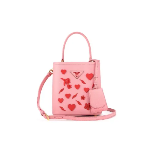 PRADA Коровья кожа Портативная Сумка через плечо Сумка на плечо Мини Женская Розовая
