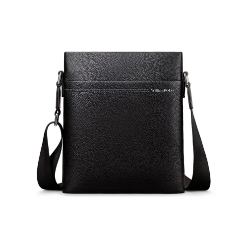 WilliamPOLO Сумка через плечо из коровьей кожи мужская черная