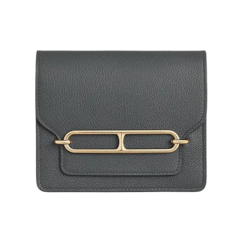 HERMES Roulis Evercolor Телячья кожа Бананка Монетница Кошелек Кошелек Женские Пыльно-серый с Marfa Бежевый