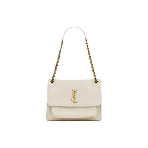 SAINT LAURENT Niki Lambskin One Shoulder Bag Medium Women's Vintage White SAINT LAURENT Niki Lambskin Одно плечо Сумка Средний Женский Винтаж Белый