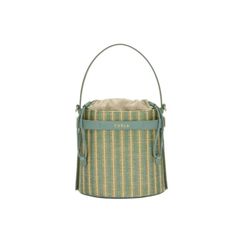 Furla Рафия Ведрообразная Сумка Сумка через плечо Мини Сумка Женская Зеленая