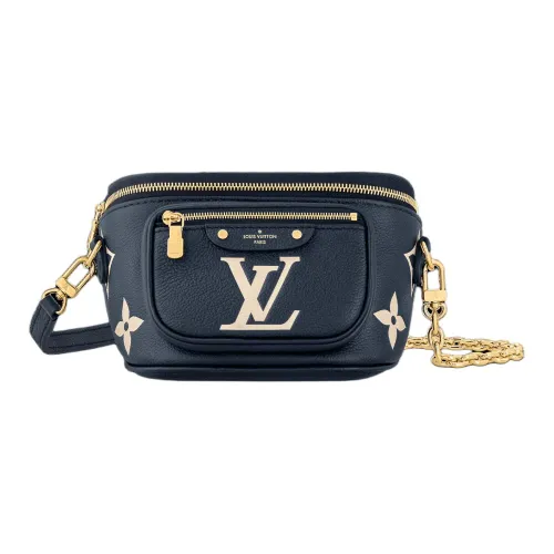 LOUIS VUITTON Bumbag Мягкий Крупнозернистая текстура Коровья кожа Бананка Мини Женский Морской синий и Кремовый