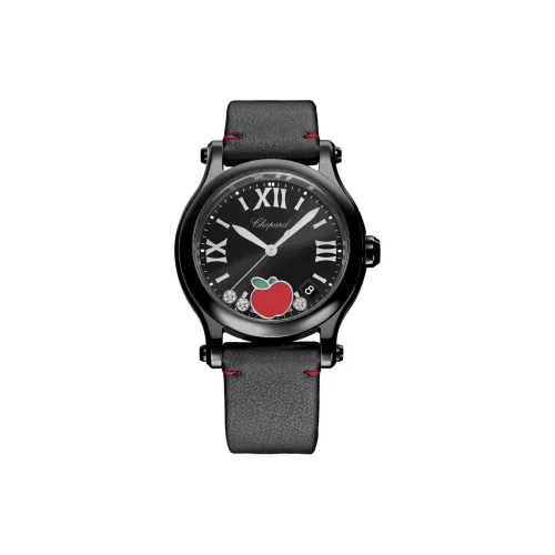 CHOPARD HAPPY SPORT Collection Кварцевый механизм Женские часы 36 мм Черный циферблат Корпус из нержавеющей стали Кожаный ремешок