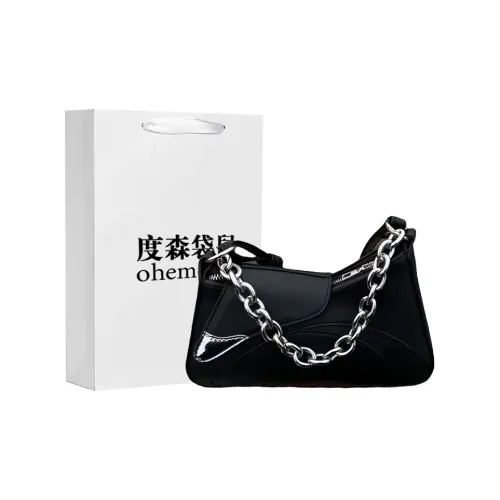 Dusen Kangaroo ПУ (полиуретан) Корейский стиль Багетная сумка Сумка на плечо Стандартная Женская Черная