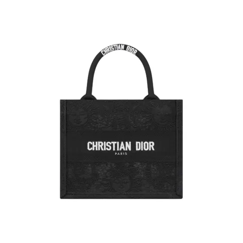 DIOR BookTote Вышивка Тоут Сумка Сумка для покупок Сумка Маленькая Женская Черная