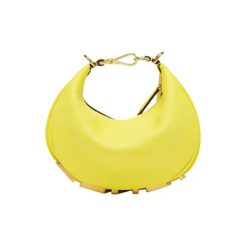 FENDI fendigraphy Телячья кожа Полумесяц Сумка на запястье Мини Женская Лимон