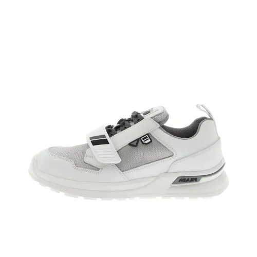 PRADA Низкий топ Спортивная повседневная обувь Мужская Белый Серебряный