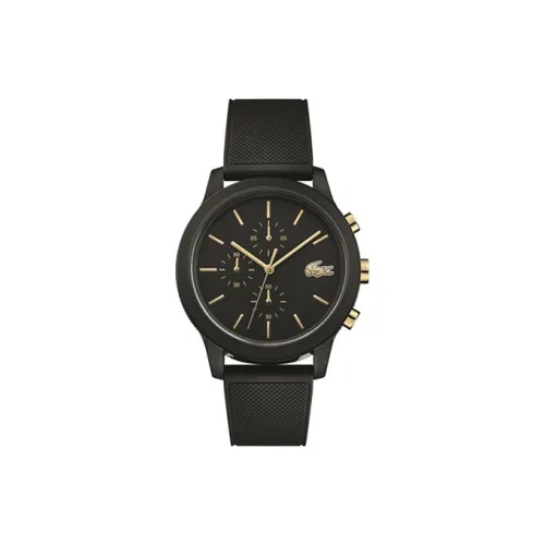 LACOSTE Мужские часы Кварцевый механизм Силиконовый ремешок 44 мм Черный циферблат