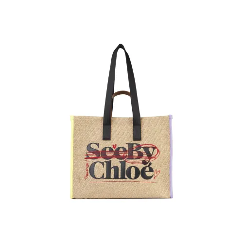 See By Chloe Джутовая сумка-тоут сумка для покупок сумка на плечо сумка женская солома бежевый