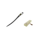 Белая розовая деревянная шпилька для волос + льняная ткань в подарочной коробке