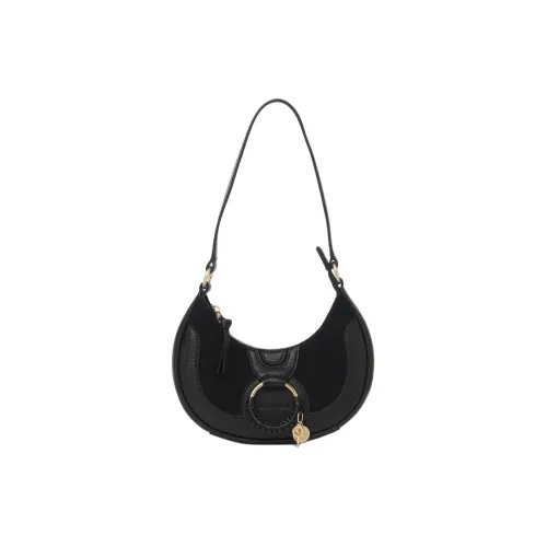See By Chloe Hana Коровья кожа крупнозернистая Сумка-полумесяц Сумка Сумка через плечо Женская Черная