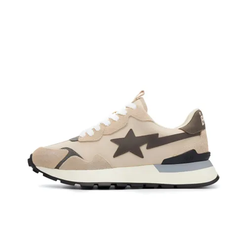 A BATHING APE ROAD STA EXPRESS Slip-resistant Abrasion-resistant Lightweight Low Top Casual Shoes Women's Beige Black A BATHING APE ROAD STA EXPRESS Противоскользящий Устойчивый к истиранию Легкий Низкий Верх Повседневная Обувь Женская Бежевый Черный