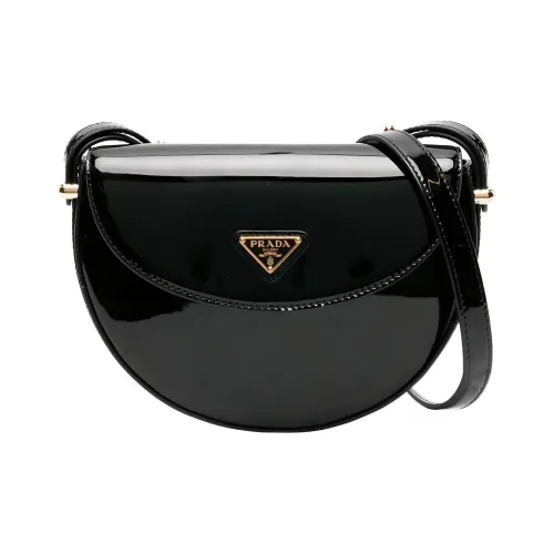 PRADA Лак Кожаная Сумка через плечо Сумка на плечо Женская Черная