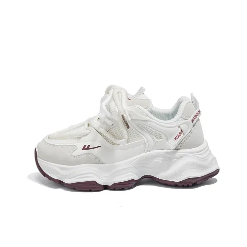 Warrior Low Топ Толстая подошва Кроссовки Женские Бежевый Бордовый