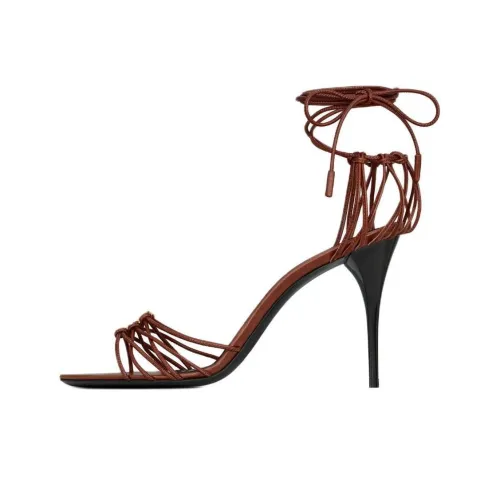 SAINT LAURENT Babylone one Ремень Сандалии 9 см Женские Коричневый