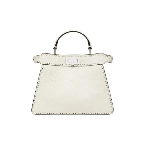 FENDI Peekaboo ISeeU Естественный с рельефом Телячья кожа Сумка через плечо Сумка Маленькая Женская Белая