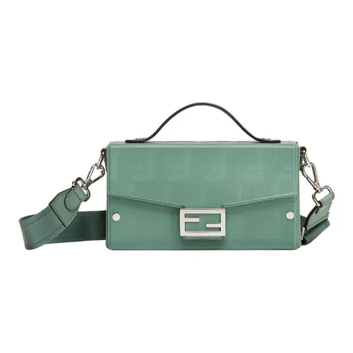 FENDI BaguetteTrunk Телячья кожа Сумка через плечо Сумка Мужская Зеленая