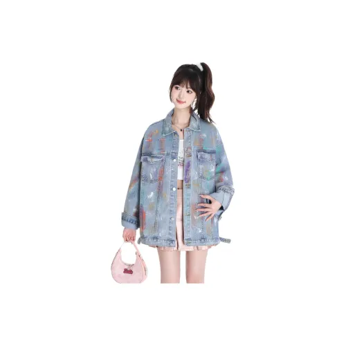 Мода Denim Куртка Женская Классическая Синяя