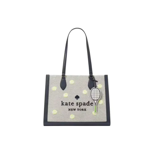 Kate Spade Холст с гладкой кожей Тоут Сумка Сумка для покупок Сумка Сумка через плечо Большая Женская Синяя Многоцветная