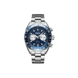 Синий циферблат, серебряный корпус, синий циферблат, серебряный стальной браслет.