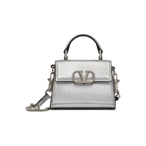 Valentino VSLING Коровья кожа крупнозернистая Сумка через плечо Сумка Микро Women's Silver