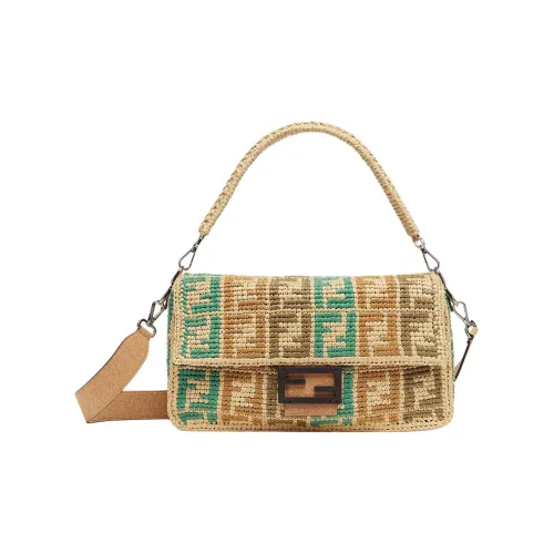 FENDI Raffia соломенная сумка сумка через плечо сумка большого размера мужская бежевая и многоцветная