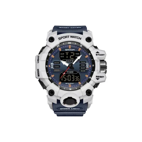 Rlychee Модный Young Водонепроницаемый Спортивные Мужские Часы Электронные + Кварцевые Механизм Часы Мужские Синий Циферблат