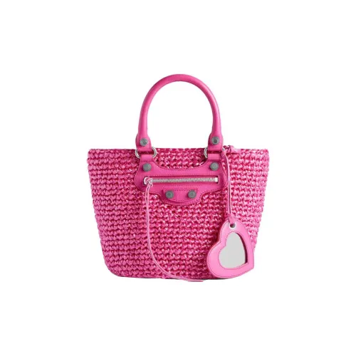 Balenciaga Le Cagole Прозрачный Нейлон Сумка Tote с искусственной травой Одиночная Сумка через плечо Маленькая Женская Розовая