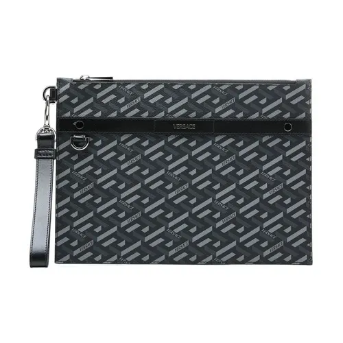 VERSACE Клатч из коровьей кожи большой мужской синий черный