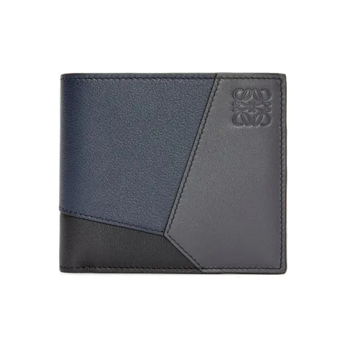 LOEWE Пазл Телячья кожа Монета Кошелек Кошелек Мужской Темно-морской синий с акцентами антрацита