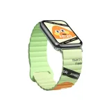 Силиконовый магнитный ремешок с цветной печатью - зеленый и белый