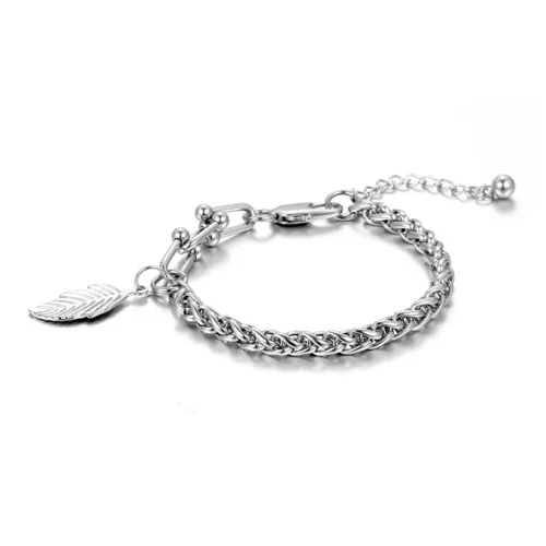 AKAK Титановый стальной браслет мужской серебряный