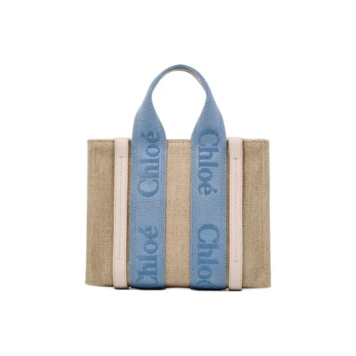 Chloe Woody Linen Canvas Tote Bag Сумка через плечо Сумка для покупок Сумка на плечо Сумка маленькая Женская промытый синий