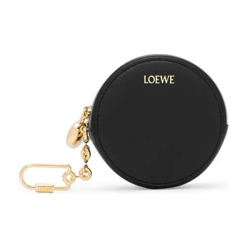 LOEWE Блестящий Наппа Телячья кожа Маленькая круглая сумка Key Pouch Женские Черный