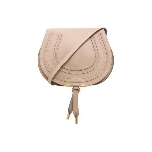 Chloe Marcie Телячья кожа с текстурой сумка через плечо Saddle женская сумка Nomadic бежевого цвета