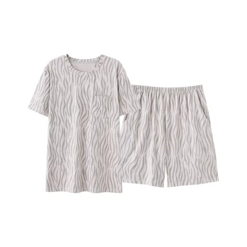 Qin Jing Пижамный комплект Мужской Светло-Серый