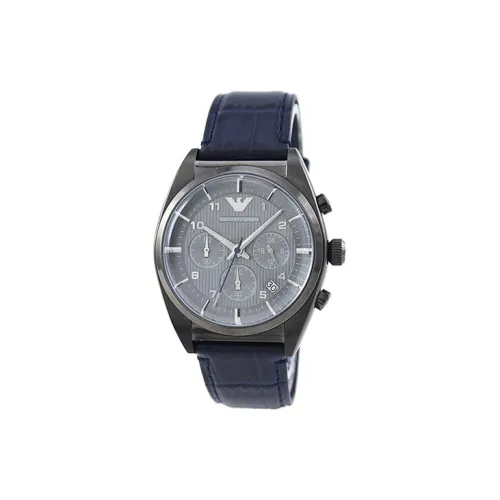 EMPORIO ARMANI Наручные часы Кварцевый механизм Кожаный ремешок 42 мм Черный циферблат Мужские часы