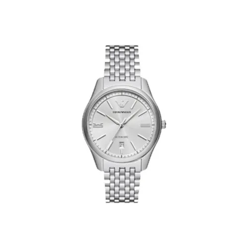 EMPORIO ARMANI Мужские часы Автоматический механический механизм ремешок из нержавеющей стали 41 мм белый циферблат