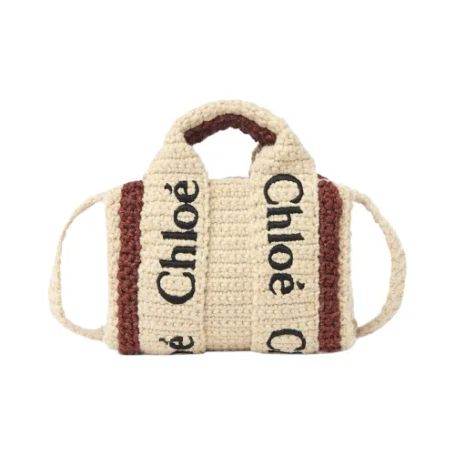 Chloe Древесная ткань Тоут Сумка Сумка для покупок Сумка через плечо Сумка Extra Mini Женская Бежевая и Коричневая