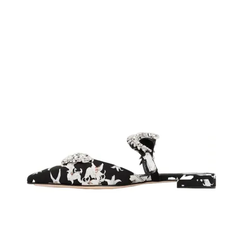 MANOLO BLAHNIK Домашние тапочки Женские Черный Белый