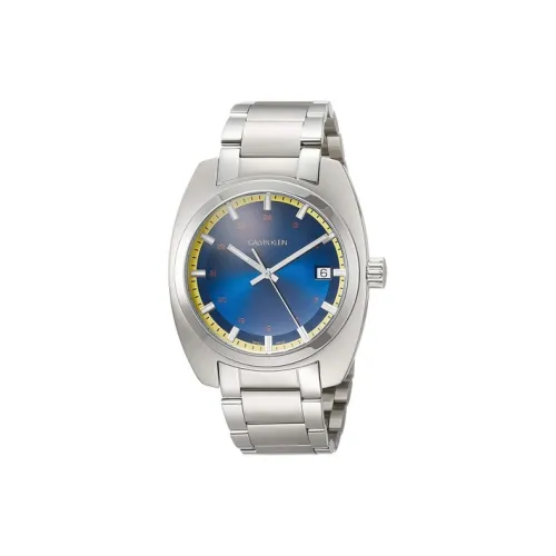 CALVIN KLEIN Мужские часы Кварцевый механизм Ремешок из нержавеющей стали 43 мм Синий циферблат