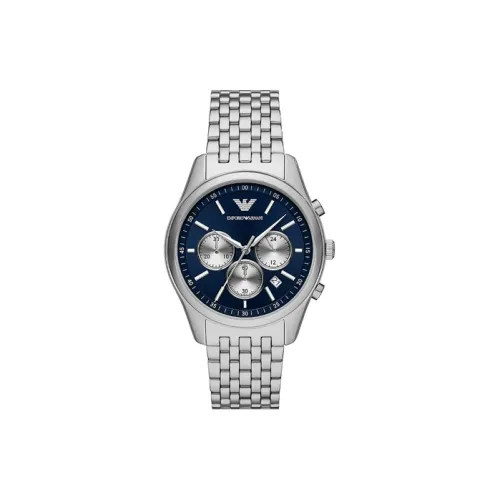 EMPORIO ARMANI Часы Кварцевый механизм Нержавеющая сталь Ремешок 43 мм Синий циферблат Унисекс