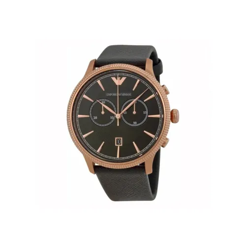 EMPORIO ARMANI Наручные часы Кварцевый механизм Кожаный ремешок 43 мм Черный циферблат Мужские часы