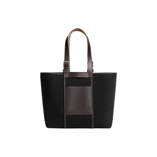 HERMES Goeland Холст с Hunter Кожа And Swift Телячья кожа Одно плечо Сумка Женская Черная Коричневая