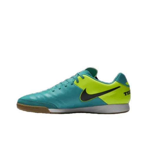 nike Tiempo Genio 2 IC IN Амортизация Износостойкие футбольные бутсы Wear унисекс синий зеленый
