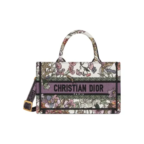 DIOR Вышивка Тоут Сумка Сумка для покупок Сумка Мини Женская Белая и Многоцветная